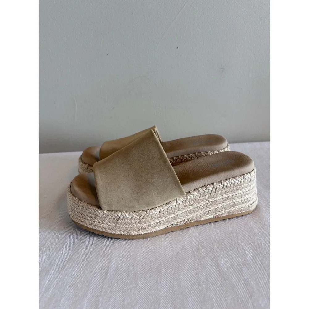 MIA Nura Tan Platform Espadrille Slides‎ Women 7M GS1571409SF Faux Suede Sandals